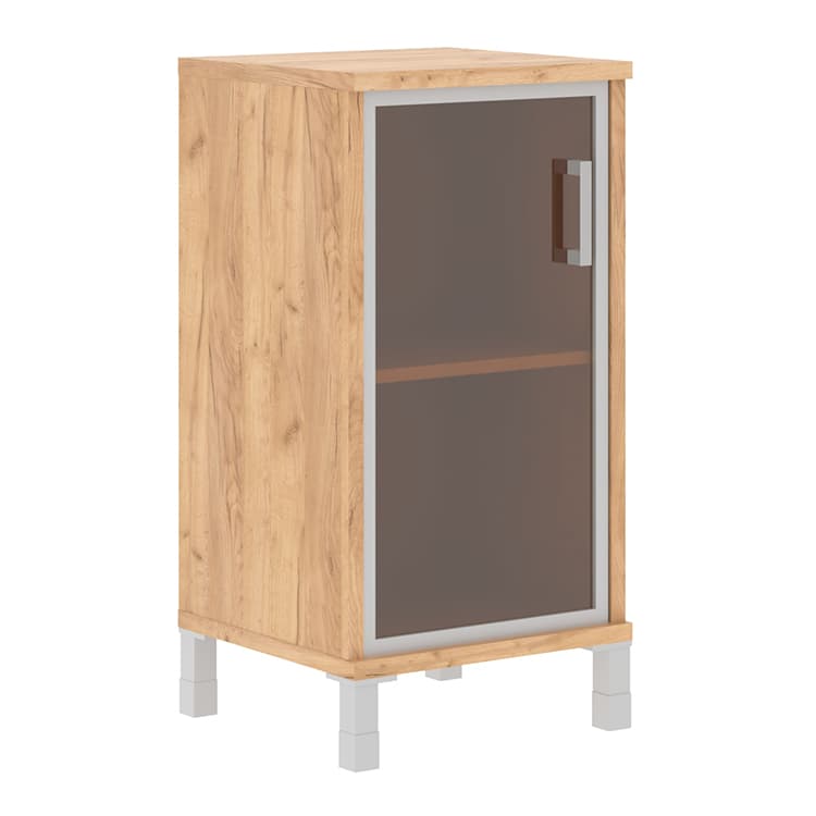 Шкаф-колонка низкая со стеклянной дверью в AL-рамке Skyland B 411.4(L) дуб бофорд 475х450х920 BORN