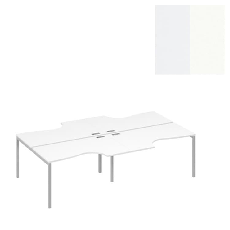 Рабочая станция с каркасом Юнитекс А4 DUE 4х140 столы Классика А4 Б2 184-2 БП (280x184x75) белый премиум/металлокаркас белый