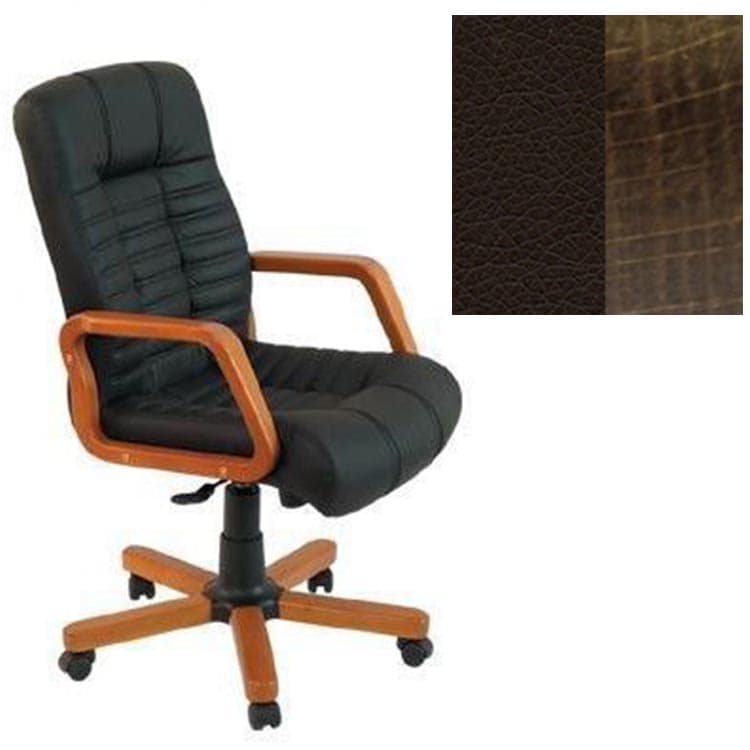 Кресло Юнитекс Атлант HW экокожа премиум тёмно-коричневая CN1113/дерево-тёмный орех аида