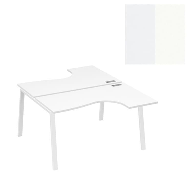 Рабочая станция Юнитекс А4 TRE (2х140) столы Классика эргономичные А4 Б3 181 БП (140x184x75) белый премиум/металлокаркас белый