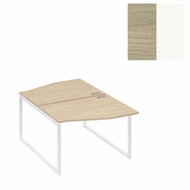 Рабочая станция Юнитекс А4 каркас QUATTRO (2х120) столы Техно А4 Б4 189 ДК (120x184x75) дуб скандинавский/металлокаркас белый