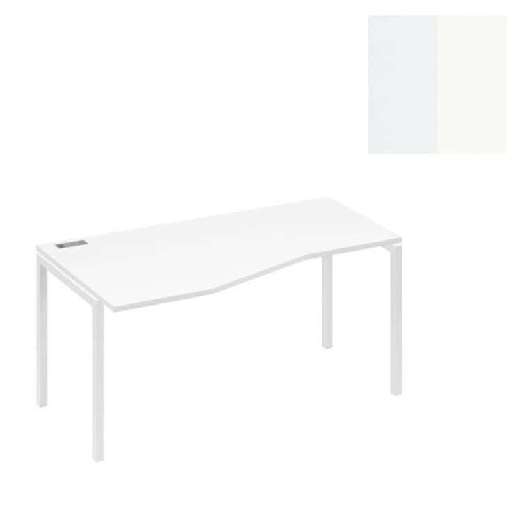 Стол эргономичный левый "Техно" на металлокаркасе Юнитекс А4 DUE А4 Б2 065 БП (160x90x75) белый премиум/металлокаркас белый