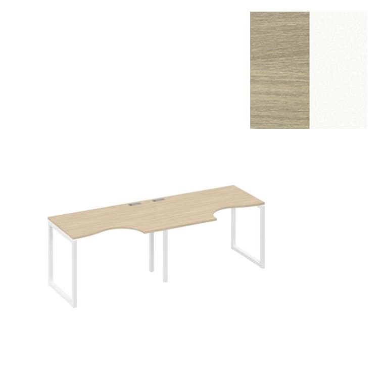 Рабочая станция Юнитекс А4 столы Классика каркас QUATTRO (2х120) А4 Б4 041-2 ДК (240x90x75) дуб скандинавский/металлокаркас белый