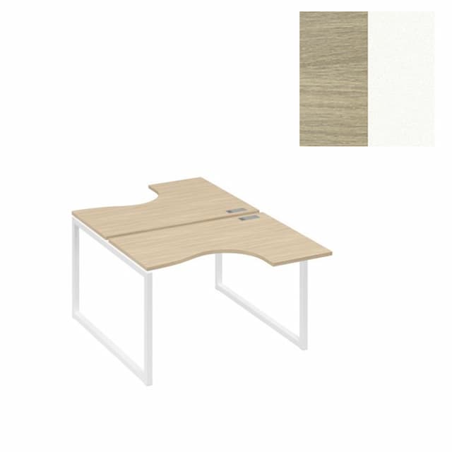Рабочая станция эргономичная Юнитекс А4 Классика каркас QUATTRO (2х120) А4 Б4 180 ДК (120x184x75) дуб скандинавский/металлокаркас белый