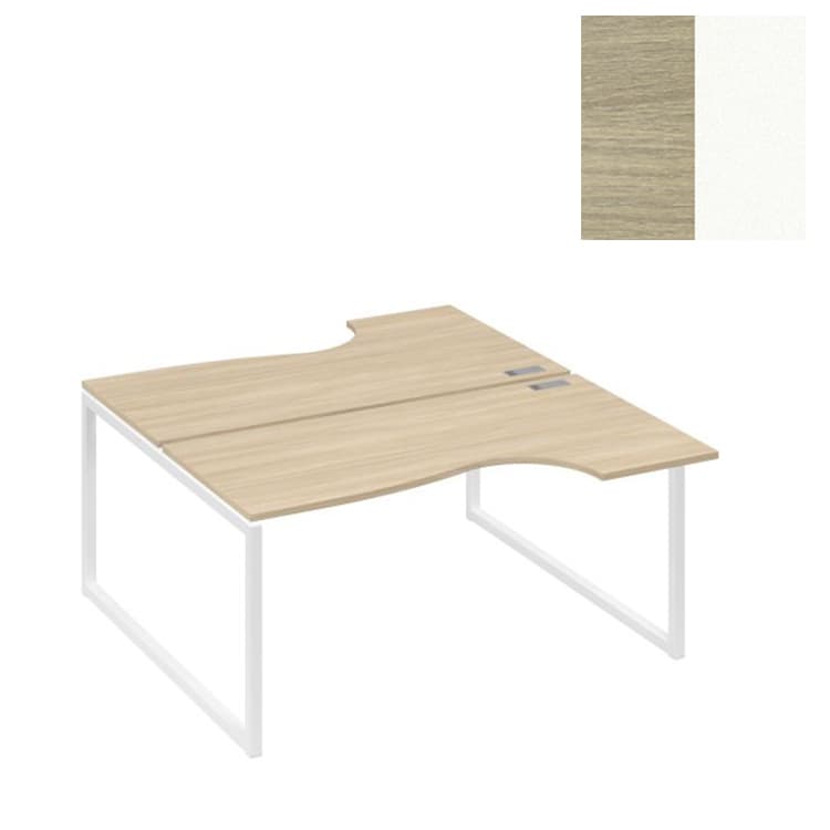 Рабочая станция Юнитекс А4 (2х160) столы Классика опоры QUATTRO А4 Б4 185 ДК (160x184x75) дуб скандинавский/металлокаркас белый