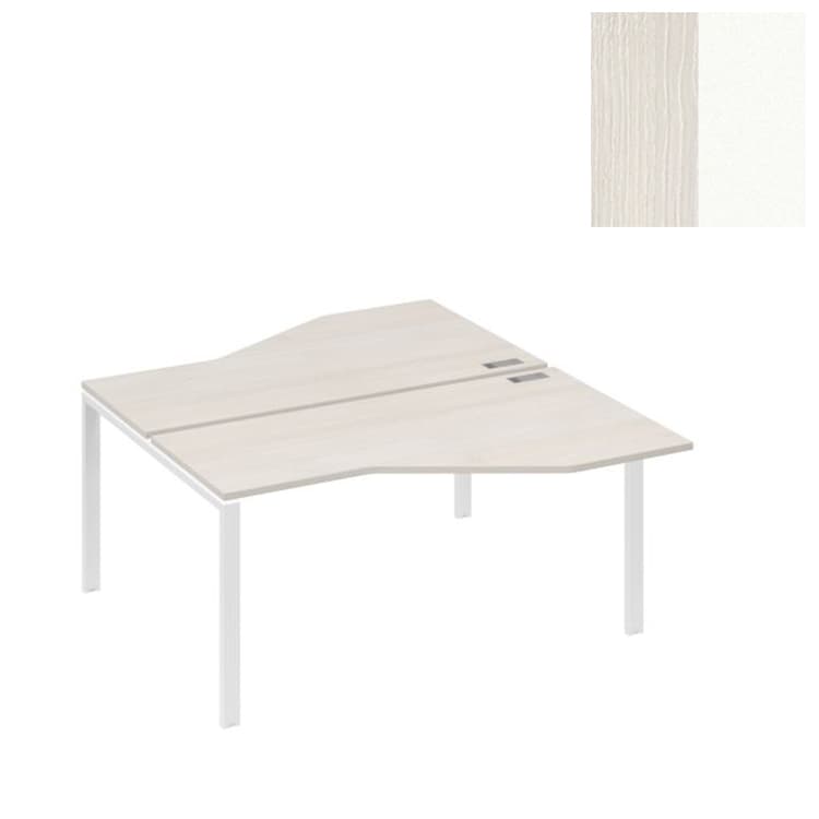 Рабочая станция Юнитекс А4 со столами (2х160) Техно на каркасе UNO А4 Б1 188 ДШ (160x184x75) дуб шамони/металлокаркас белый