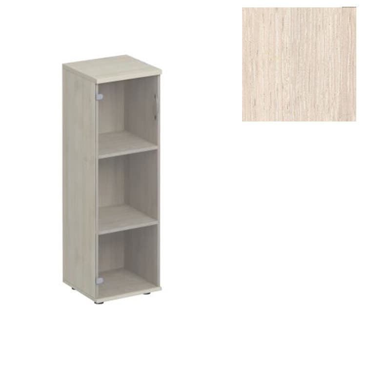 Шкаф для документов средний узкий с прозрачным стеклом Юнитекс Комфорт К.358 ДШ (40x38x123) дуб шамони