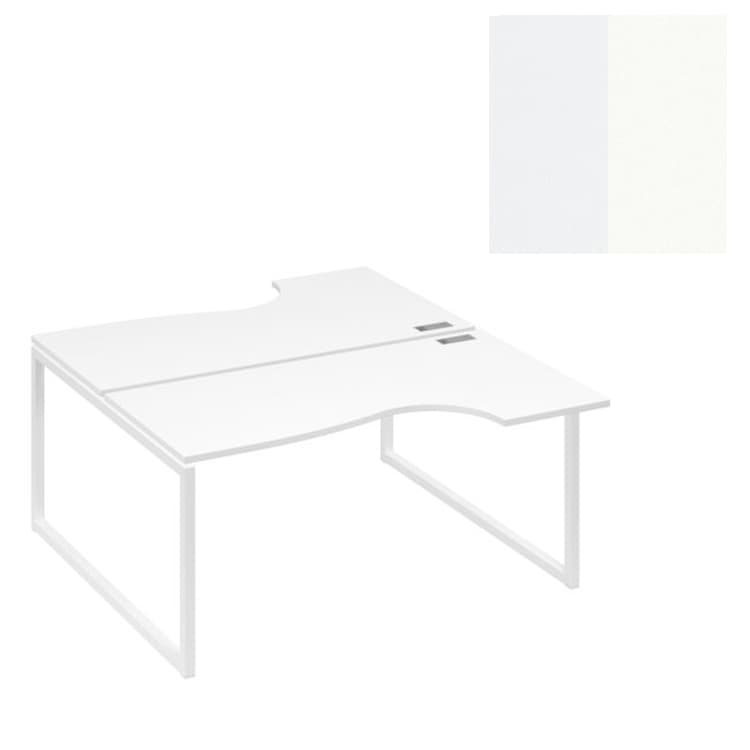 Рабочая станция (2х160) Юнитекс А4 столы "Классика" опоры QUATTRO А4 Б4 185 БП (160x184x75) белый премиум/металлокаркас белый