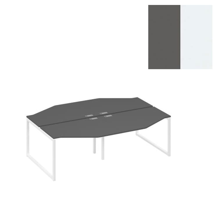 Cтанция Юнитекс А4 QUATTRO столы Техно (4х120) эргономичные А4 Б4 186-2 АР (240x184x75) антрацит премиум/металлокаркас белый