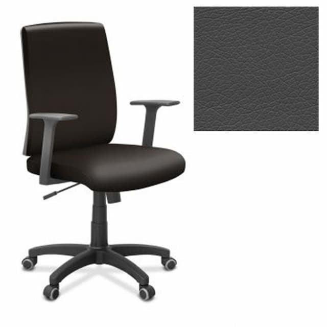 Офисное кресло для персонала Юнитекс Alfa A/MK/T23 экокожа премиум темно-серая CN1118