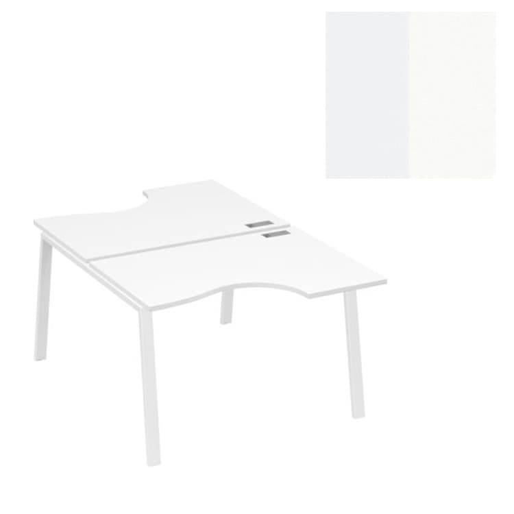Рабочая станция со столами (2х120) Юнитекс А4 каркас TRE А4 Б3 183 БП (120x184x75) белый премиум/металлокаркас белый