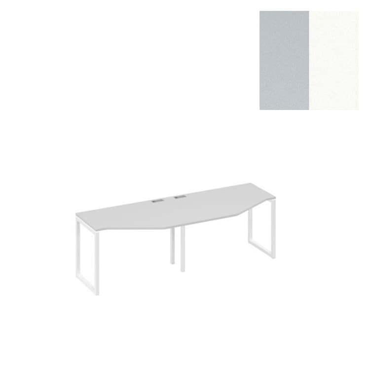 Рабочая станция Юнитекс А4 (2х120) каркас QUATTRO столы Техно А4 Б4 051-2 СЕ (240x90x75) серый/металлокаркас белый