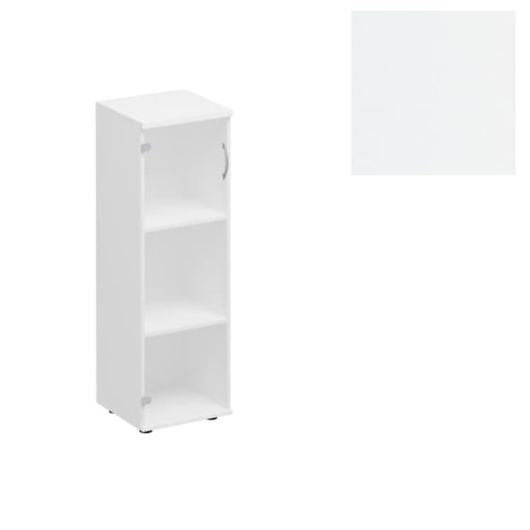 Шкаф для документов средний узкий с прозрачным стеклом Юнитекс Комфорт К.358 БП (40x38x123) белый премиум