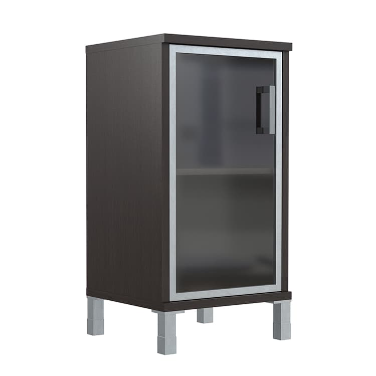 Шкаф-колонка низкая со стеклянной дверью в AL-рамке Skyland B 411.4(L) венге магия 475х450х920 BORN