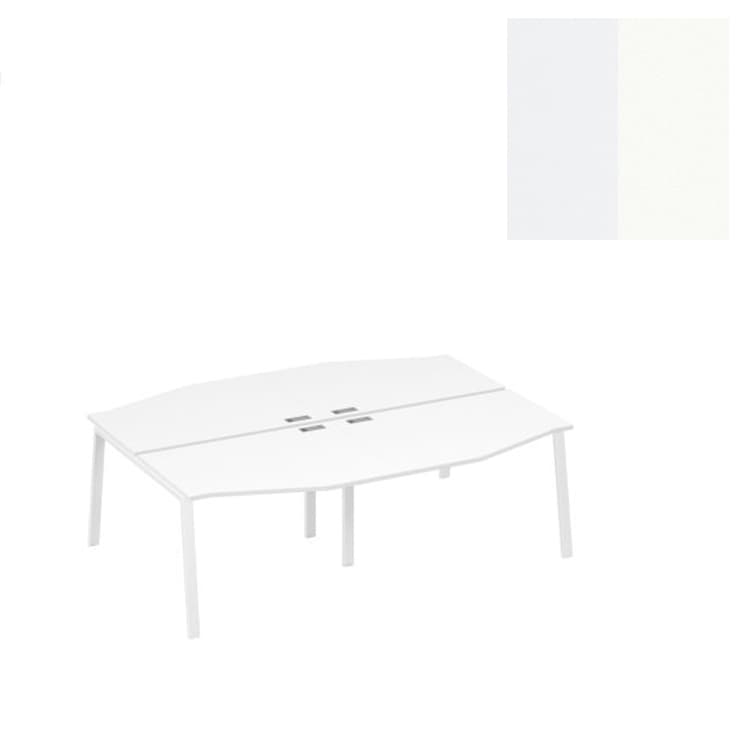 Рабочая станция (4х120) столы Юнитекс А4 Техно каркас UNO А4 Б1 189-2 БП (240x184x75) белый премиум/металлокаркас белый