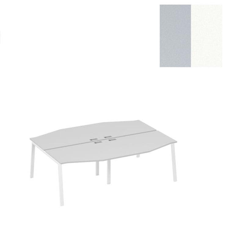 Рабочая станция Юнитекс А4 (4х120) столы Техно каркас UNO А4 Б1 189-2 СЕ (240x184x75) серый/металлокаркас белый