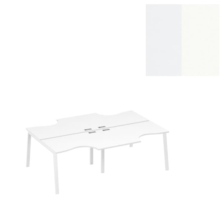 Рабочая станция Юнитекс А4 каркас TRE (4х120) столы Классика А4 Б3 183-2 БП (240x184x75) белый премиум/металлокаркас белый